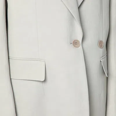 P.a.r.o.s.h Double-breasted Jacket In Linen-blend In Grey