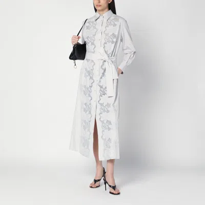 P.a.r.o.s.h . Light Grey Shirt Dress With Embroidery In Grey