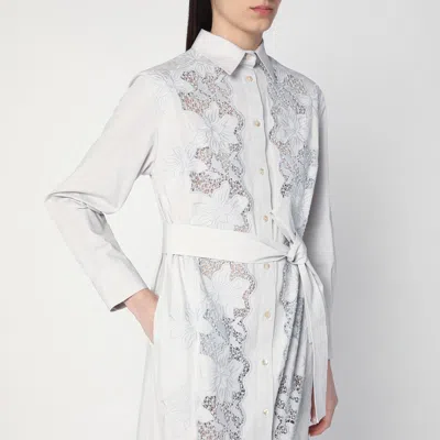 P.a.r.o.s.h . Light Grey Shirt Dress With Embroidery In Grey