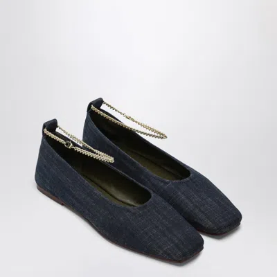 MARIA LUCA NAVY BLUE DENIM AUGUSTA BALLERINA 
