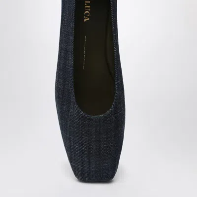 Maria Luca Navy Blue Denim Augusta Ballerina In Blue