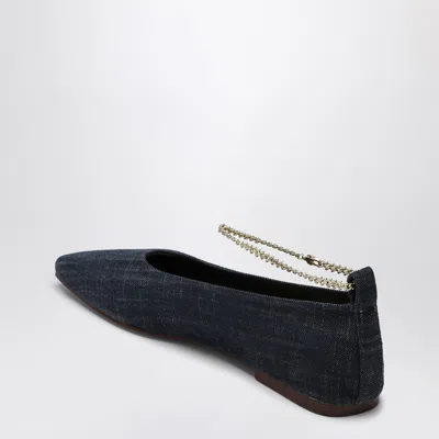 Maria Luca Navy Blue Denim Augusta Ballerina In Blue