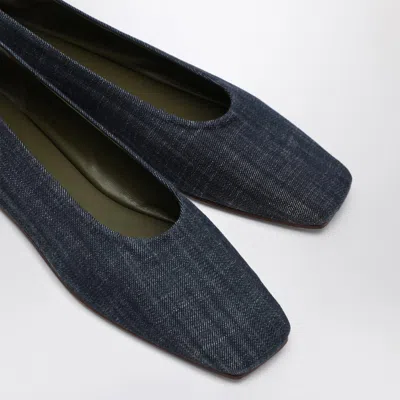 Maria Luca Navy Blue Denim Augusta Ballerina In Blue