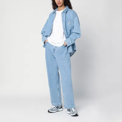 Carhartt Denim Pant With Back Patch Pockets In Light Blue