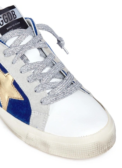 Shop Golden Goose 'may' Metallic Star Patch Leather Velvet Sneakers