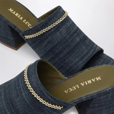 Maria Luca Messalina Blue Denim Sandals In Blue