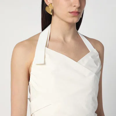 Patou Ivory Dress With A Bow On The Back In White