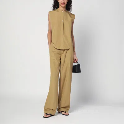 Shop Loulou Studio Sleeveless Shirt In Sand Colour In Beige