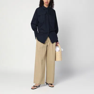 Patou Navy Blue Cotton Shirt In Blue