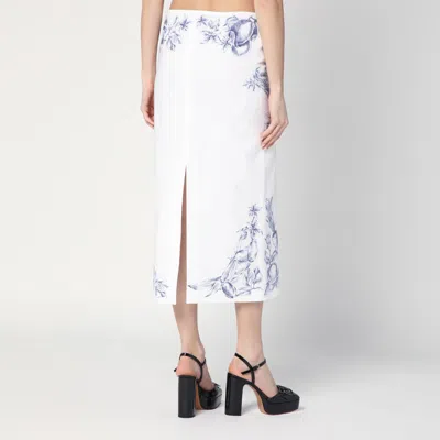 Moschino Maxi Skirt With Whimsical Floral Character Illustration In White