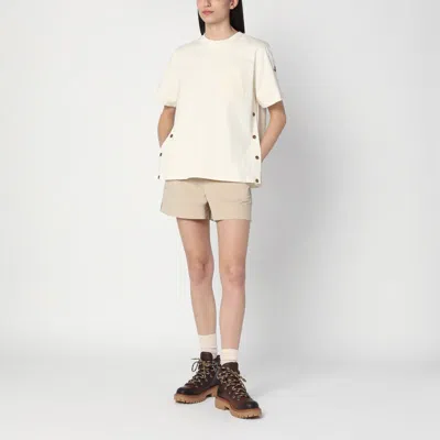 Moncler Grenoble Shorts With Logo Patch In Neutral