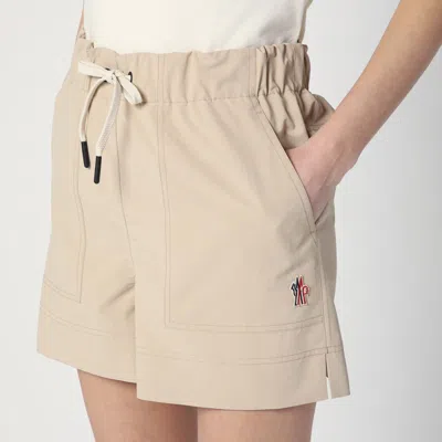 Moncler Grenoble Shorts With Logo Patch In Neutral