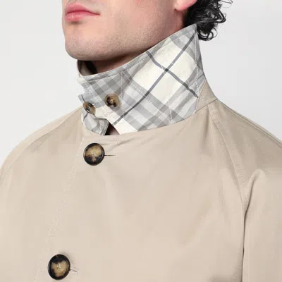 Burberry Beige Cotton Trench Coat With Belt Men In Beige
