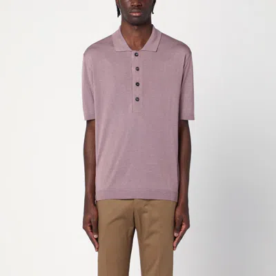 Tagliatore Lilac Silk-blend Polo Shirt Men In Pink