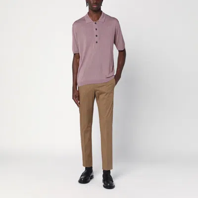 Tagliatore Lilac Silk-blend Polo Shirt Men In Pink