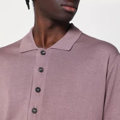 Tagliatore Lilac Silk-blend Polo Shirt Men In Pink
