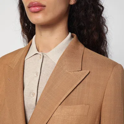 Tagliatore Double-breasted Jacket With Back Vent In Brown