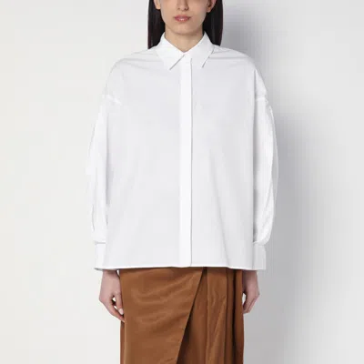 S Max Mara Oversized White Shirt In Cotton In Blue