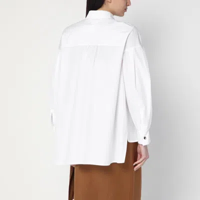 S Max Mara Oversized White Shirt In Cotton In Blue