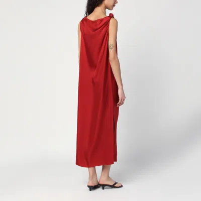 Loulou Studio Moun Sleeveless Draped Silk Midi Dress In Red