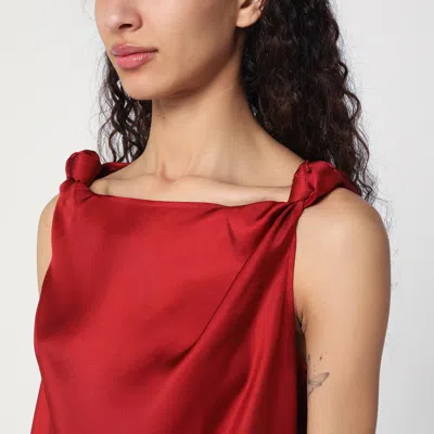 Loulou Studio Moun Sleeveless Draped Silk Midi Dress In Red