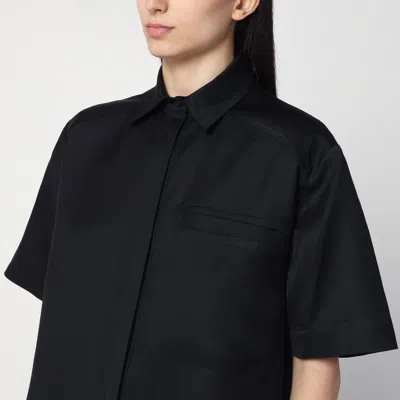 LOULOU STUDIO BLACK SHIRT IN VISCOSE AND LINEN 