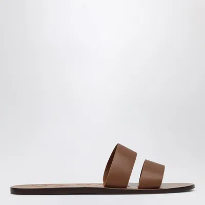Manebi Brown Leather Sandals With Straps In Brown