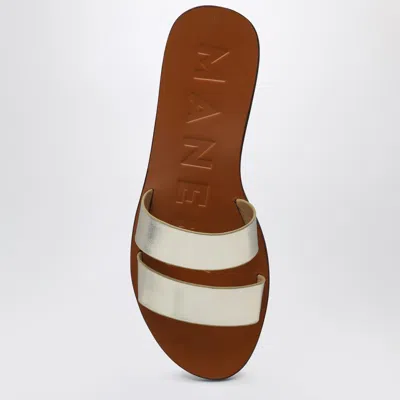 Manebi Platinum Colored Strap Sandals In Leather In Brown