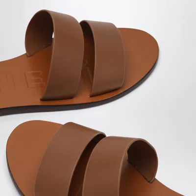 Manebi Brown Leather Sandals With Straps In Brown
