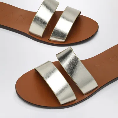 Manebi Platinum Colored Strap Sandals In Leather In Brown