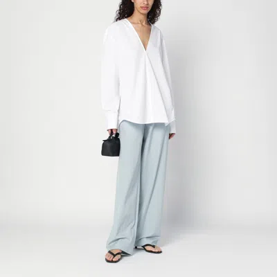 Loulou Studio Light Blue Trousers In Cotton In Light Blue