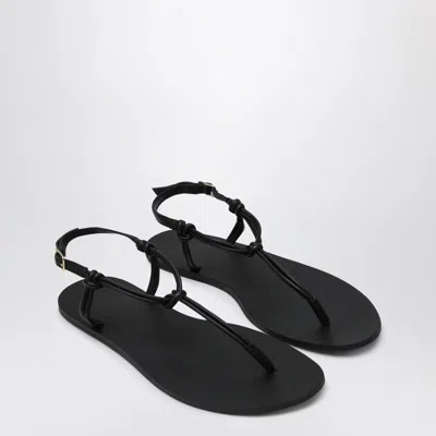 Manebi Black Leather Flip-flops In Black