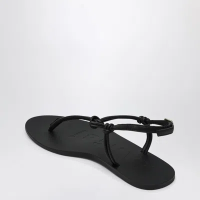 Manebi Black Leather Flip-flops In Black