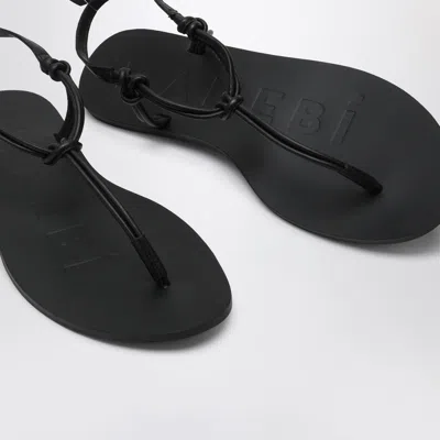 Manebi Black Leather Flip-flops In Black