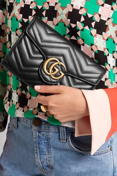 Shop Gucci Gg Marmont Quilted Leather Shoulder Bag
