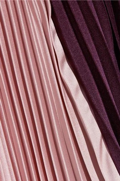 Shop Roksanda Wykeham Velvet-trimmed Plissé Silk-blend Satin Gown