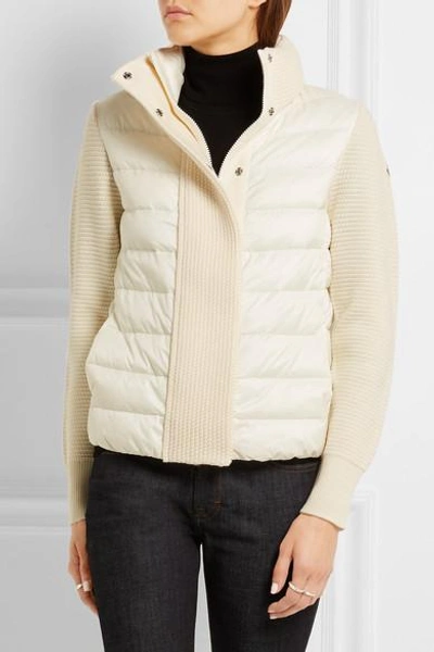 Shop Moncler Maglione Quilted Shell And Ribbed Wool Jacket