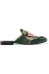 GUCCI Princetown horsebit-detailed printed satin slippers