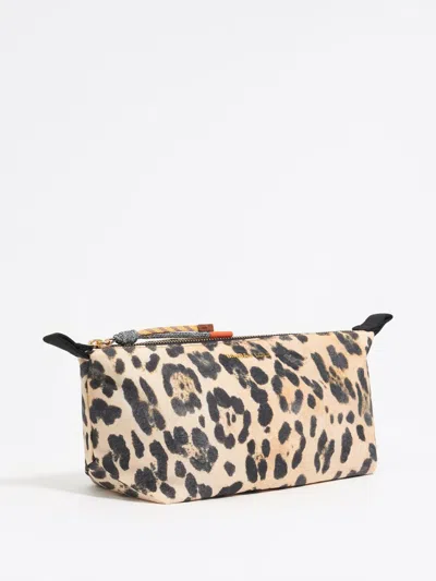 Bimba Y Lola Leopard-print Cosmetic Pouch In Neutrals
