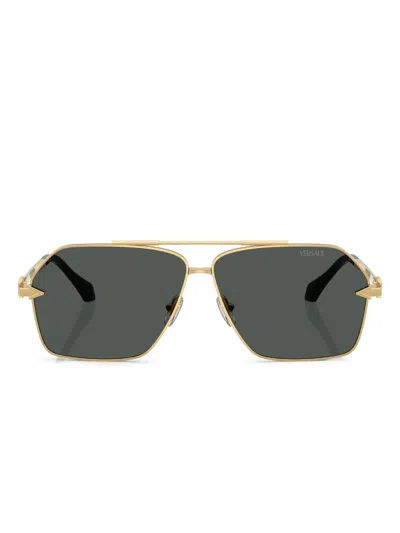 Versace Rectangular Frame Sunglasses In Black