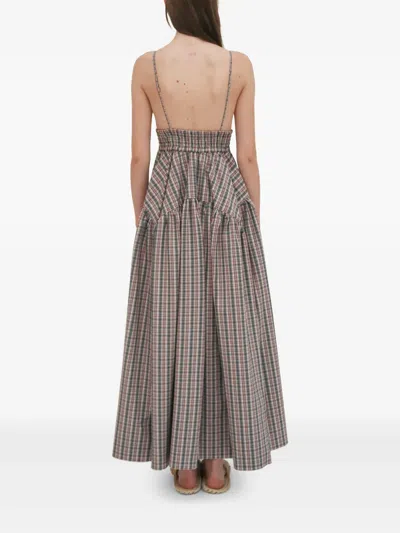 Rosetta Getty Plaid Gathered Peplum Maxi Camisole Dress In Multi