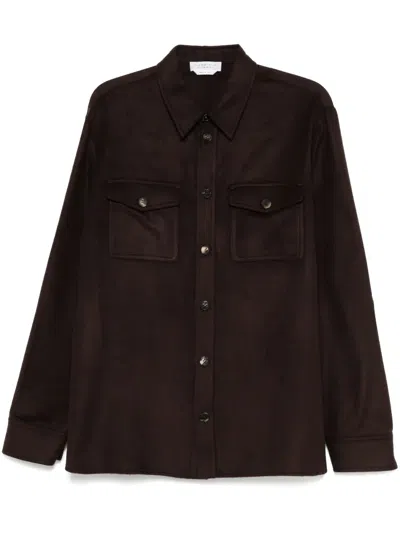 Gabriela Hearst Lucas Overshirt In Chocolate Winter Silk
