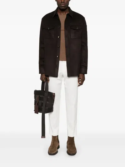 Gabriela Hearst Lucas Overshirt In Chocolate Winter Silk