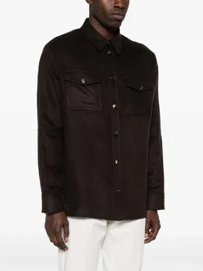 Gabriela Hearst Lucas Overshirt In Chocolate Winter Silk
