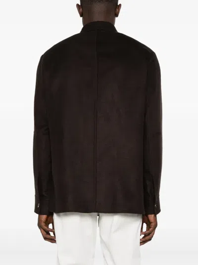 Gabriela Hearst Lucas Overshirt In Chocolate Winter Silk