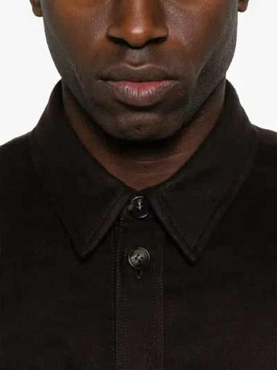 Gabriela Hearst Lucas Overshirt In Chocolate Winter Silk