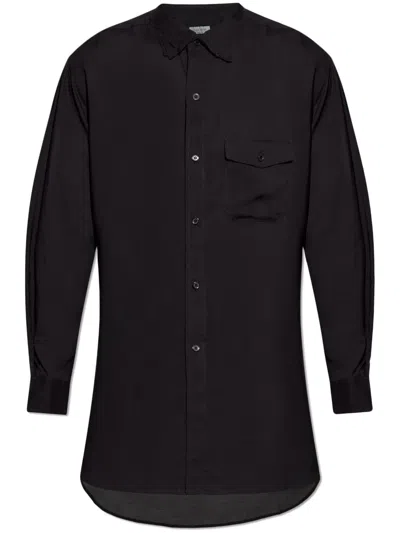 Yohji Yamamoto Asymmetric-hem Cotton Shirt In Black