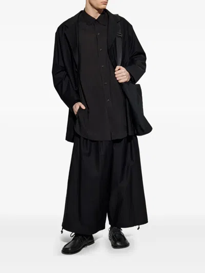 Yohji Yamamoto Asymmetric-hem Cotton Shirt In Black