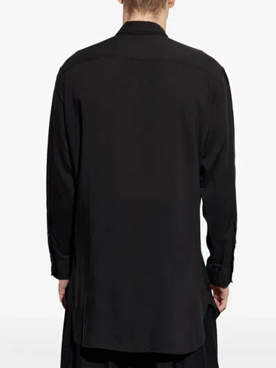 Yohji Yamamoto Asymmetric-hem Cotton Shirt In Black