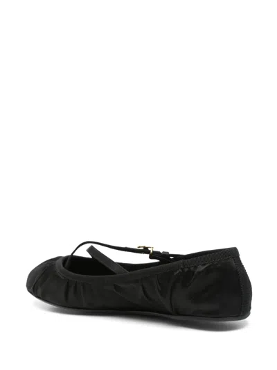 Dolce & Gabbana 5mm Criss Cross Nappa Ballerina Flats In Black